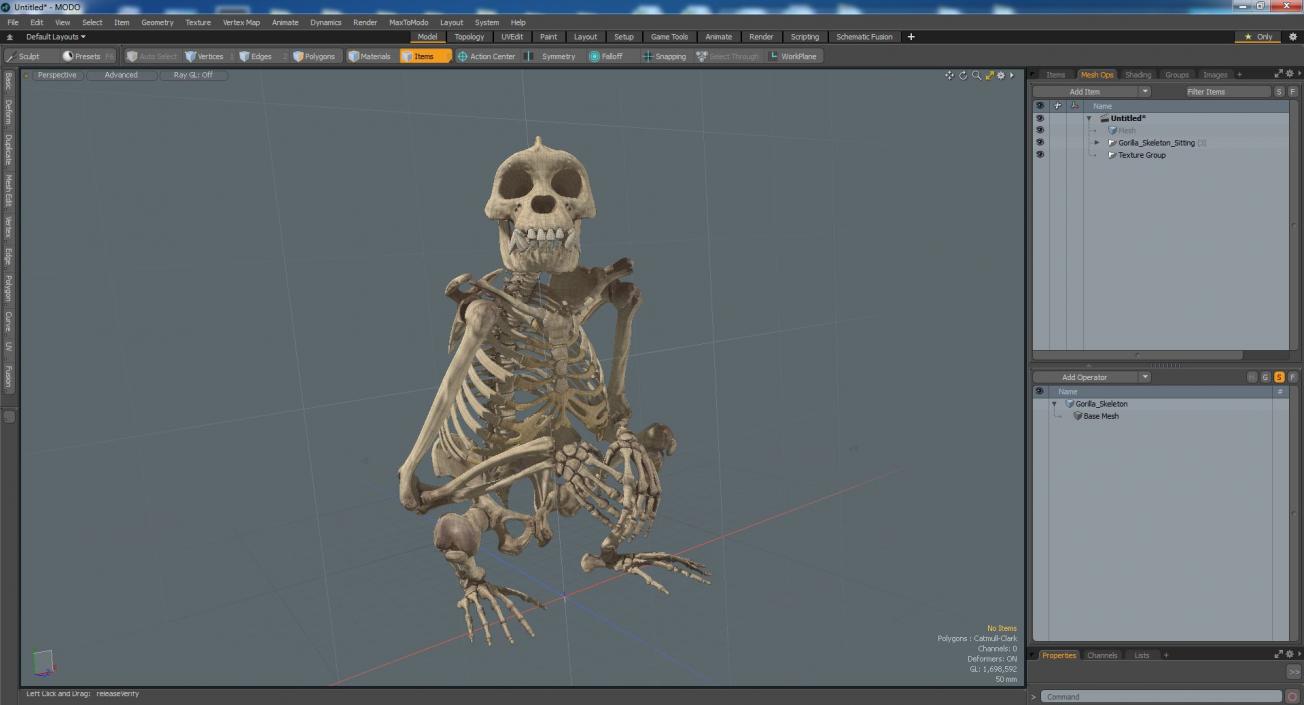 Gorilla Skeleton Sitting 3D model