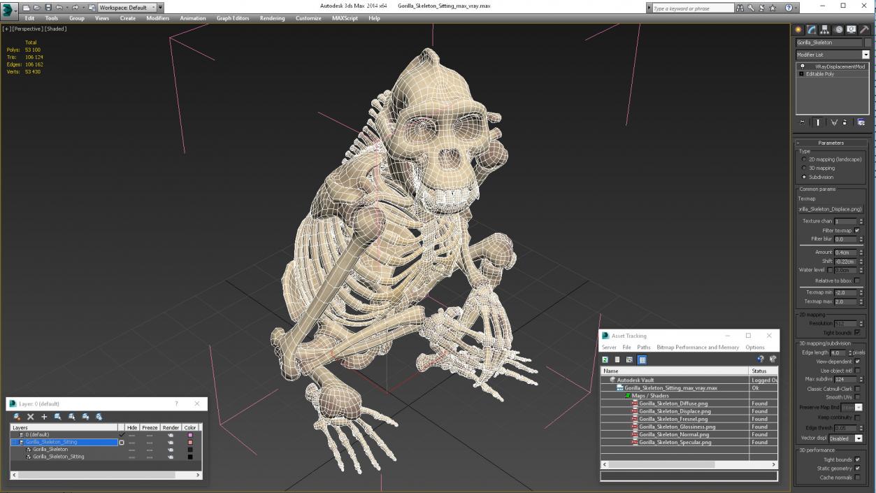 Gorilla Skeleton Sitting 3D model