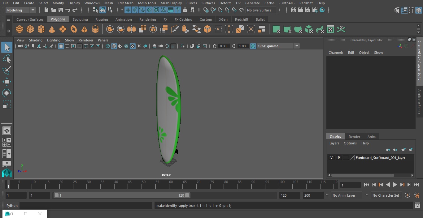 3D Funboard Surfboard model