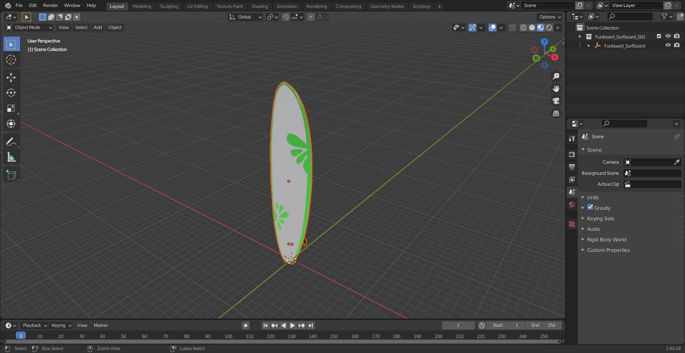 3D Funboard Surfboard model