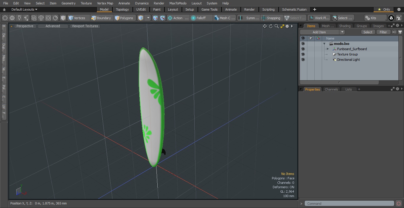 3D Funboard Surfboard model