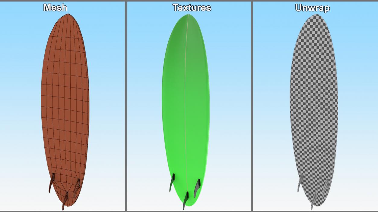 3D Funboard Surfboard model