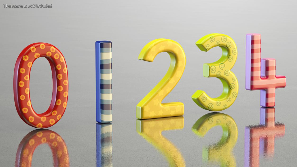 Colourful Wooden Number Set 3D