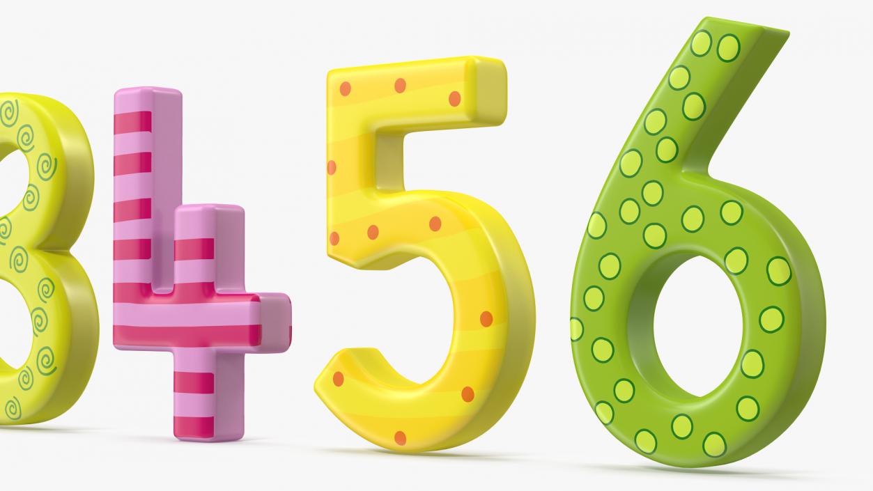 Colourful Wooden Number Set 3D