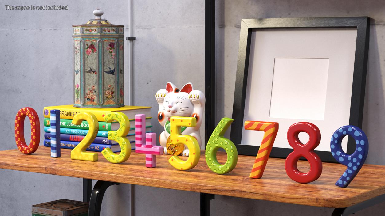 Colourful Wooden Number Set 3D