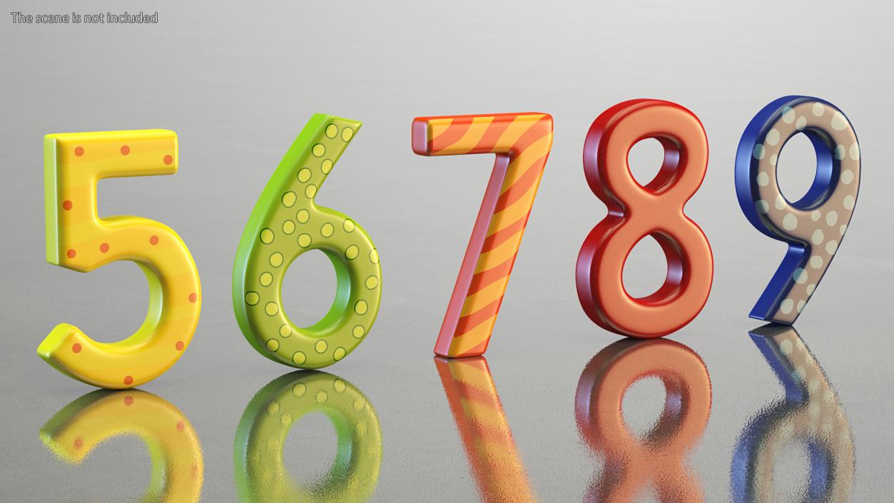 Colourful Wooden Number Set 3D