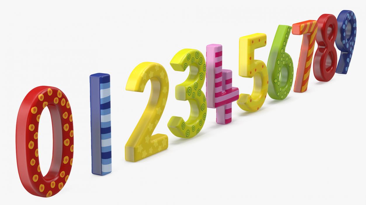 Colourful Wooden Number Set 3D