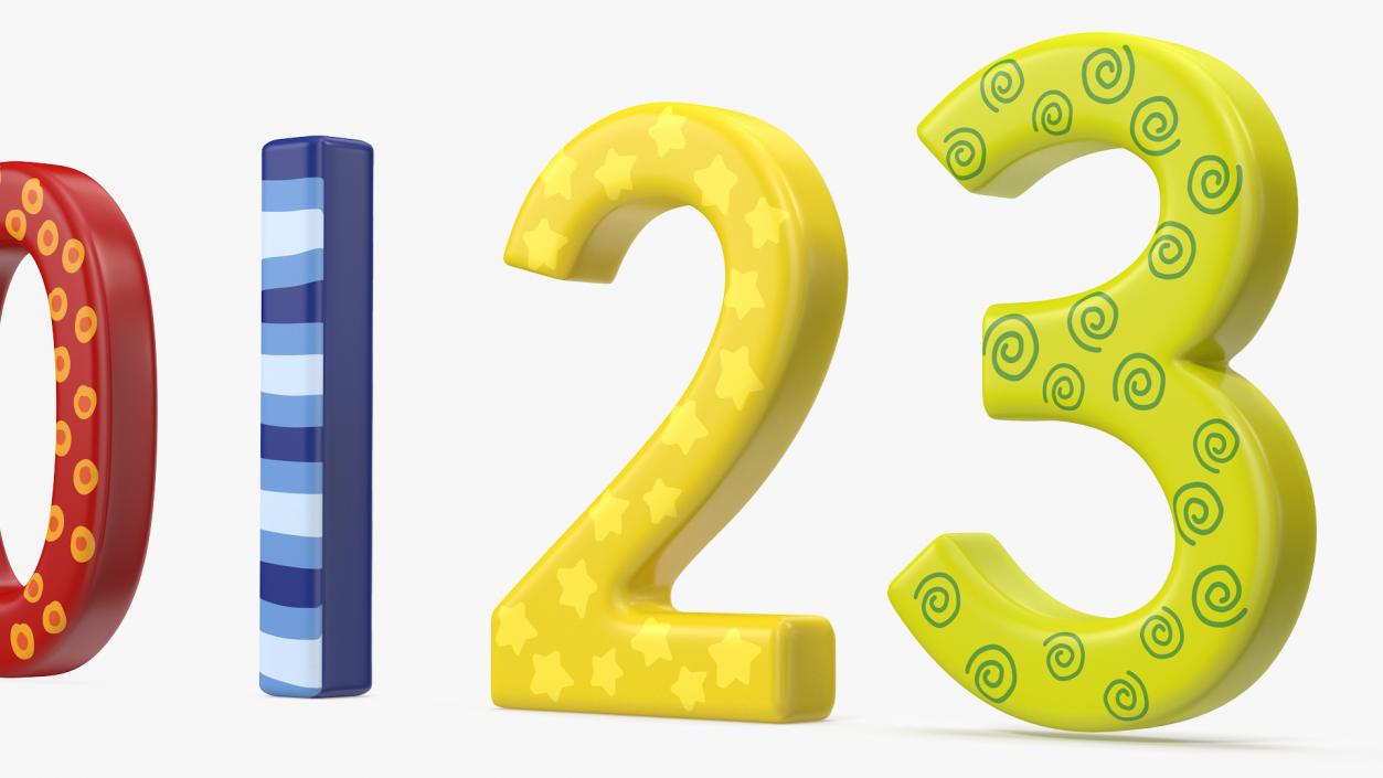 Colourful Wooden Number Set 3D