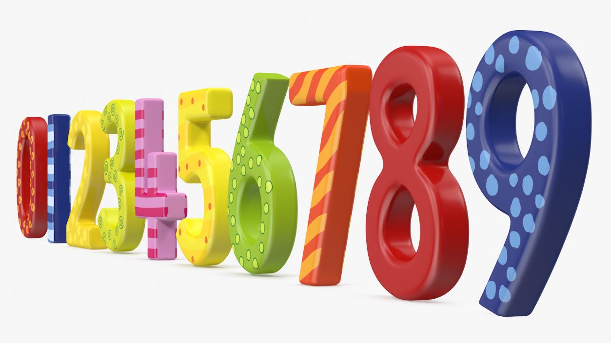 Colourful Wooden Number Set 3D