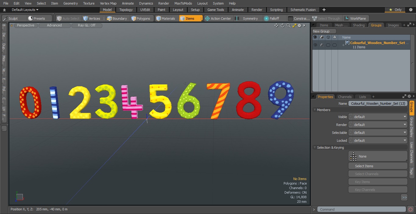 Colourful Wooden Number Set 3D