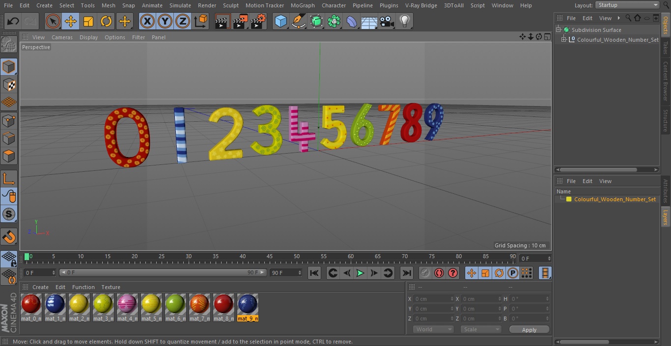 Colourful Wooden Number Set 3D