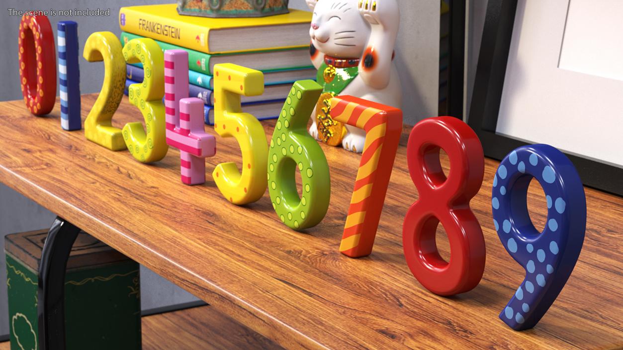 Colourful Wooden Number Set 3D