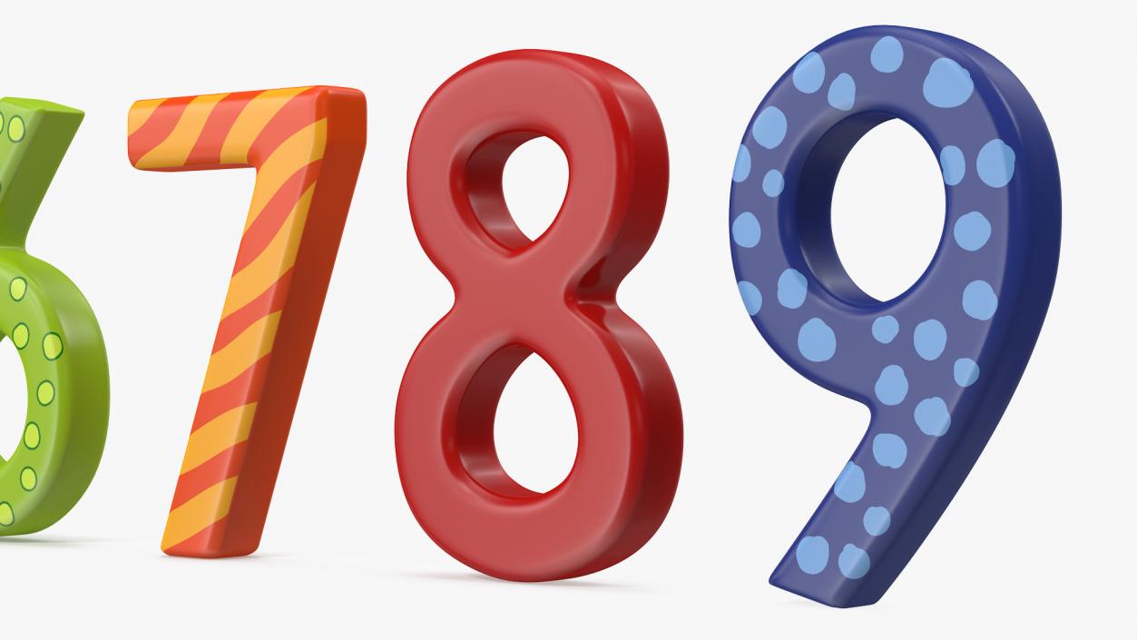 Colourful Wooden Number Set 3D