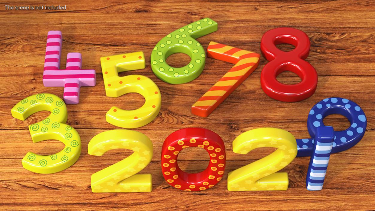 Colourful Wooden Number Set 3D