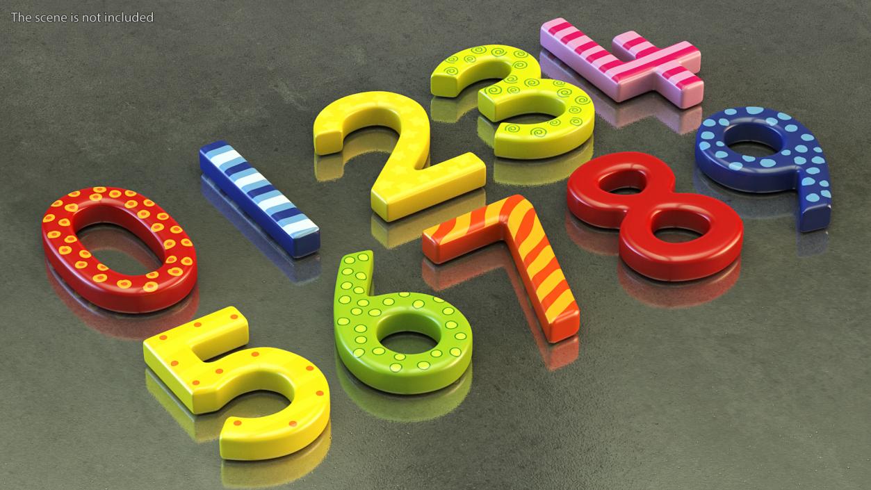 Colourful Wooden Number Set 3D