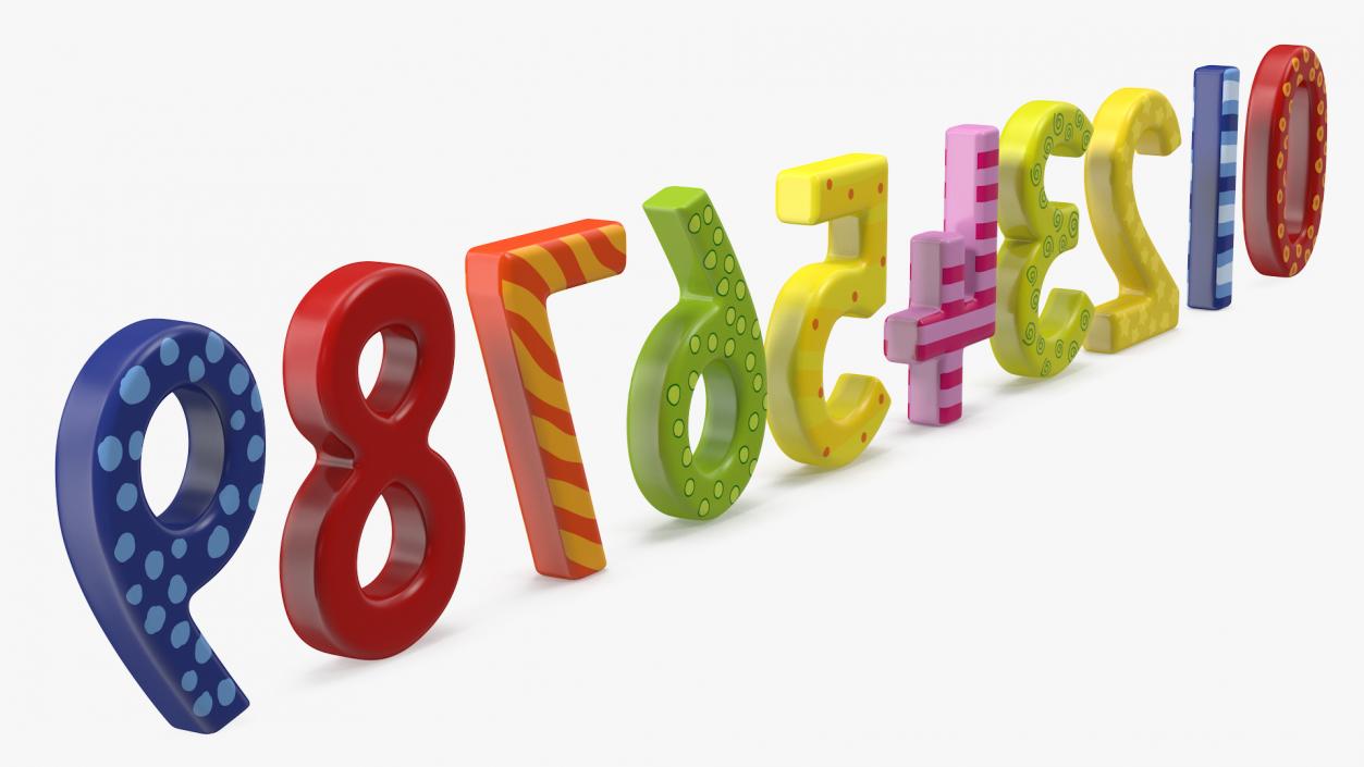 Colourful Wooden Number Set 3D