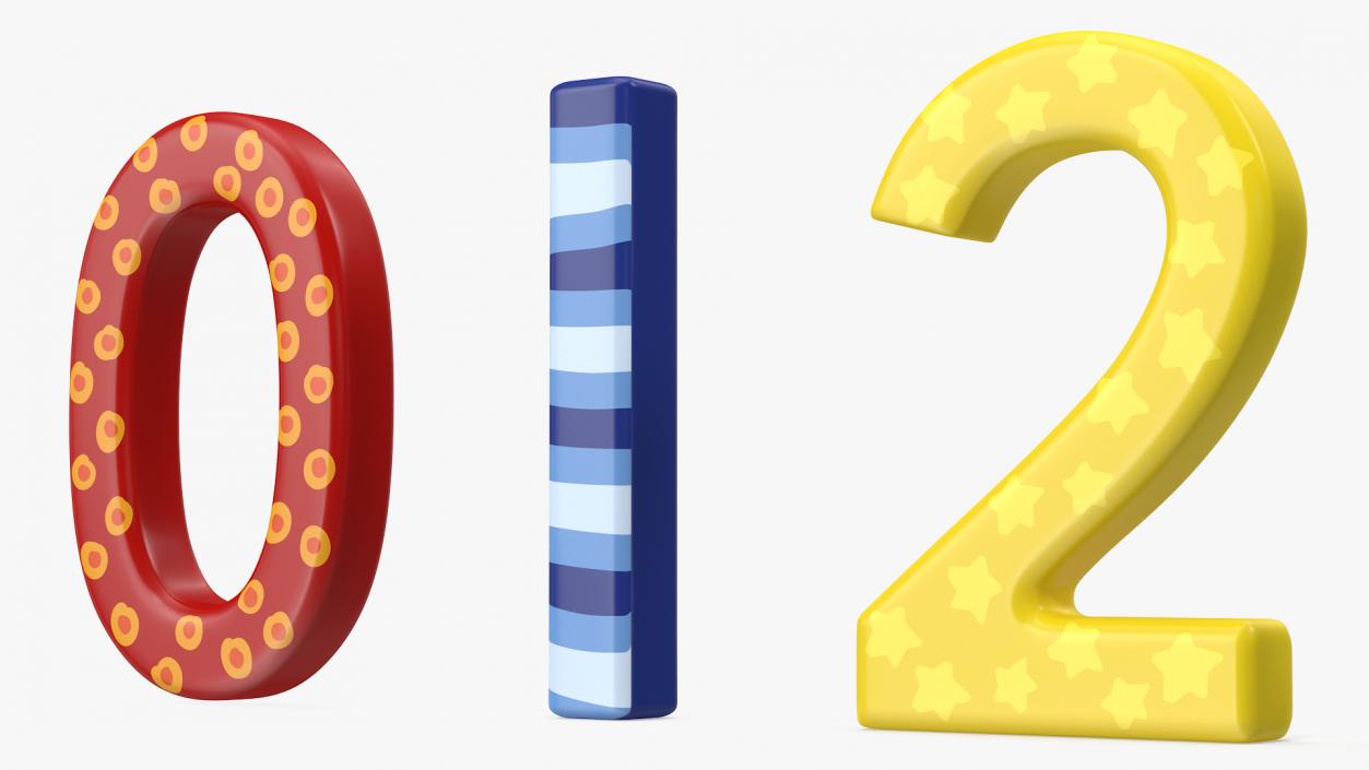 Colourful Wooden Number Set 3D