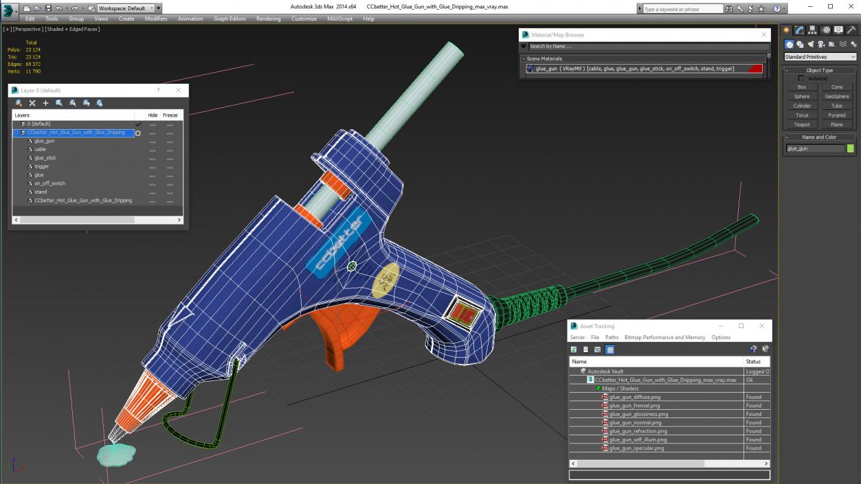 3D model CCbetter Hot Glue Gun with Glue Dripping