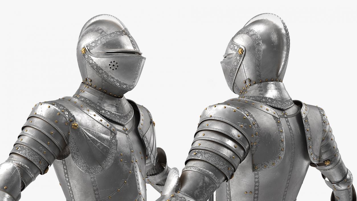 3D model Medieval Knight Plate Armor with Zweihander T-Pose