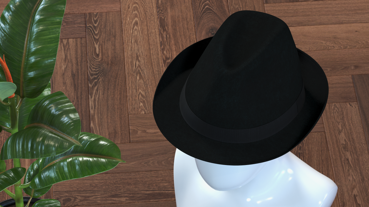 3D Black Fedora Hat