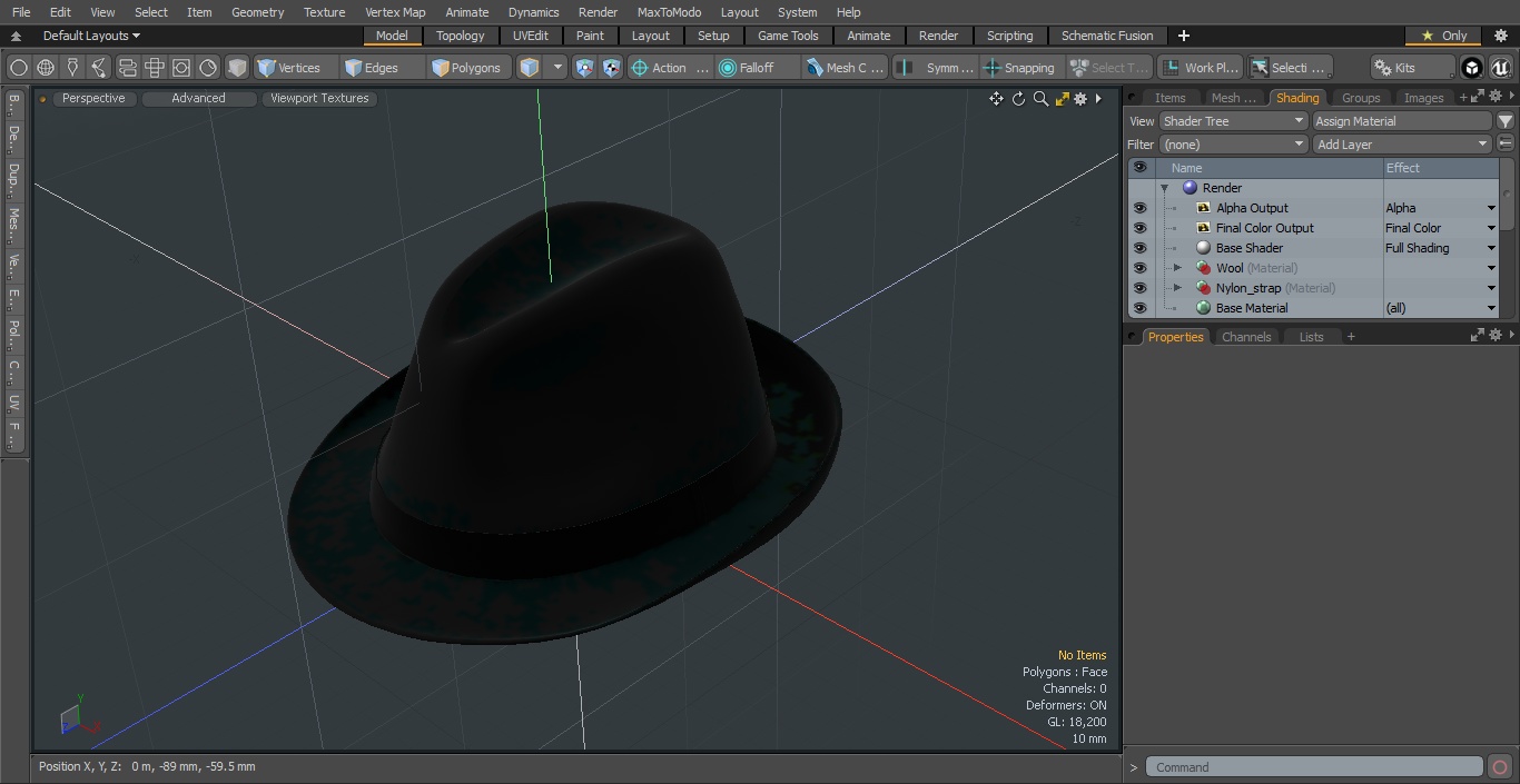 3D Black Fedora Hat