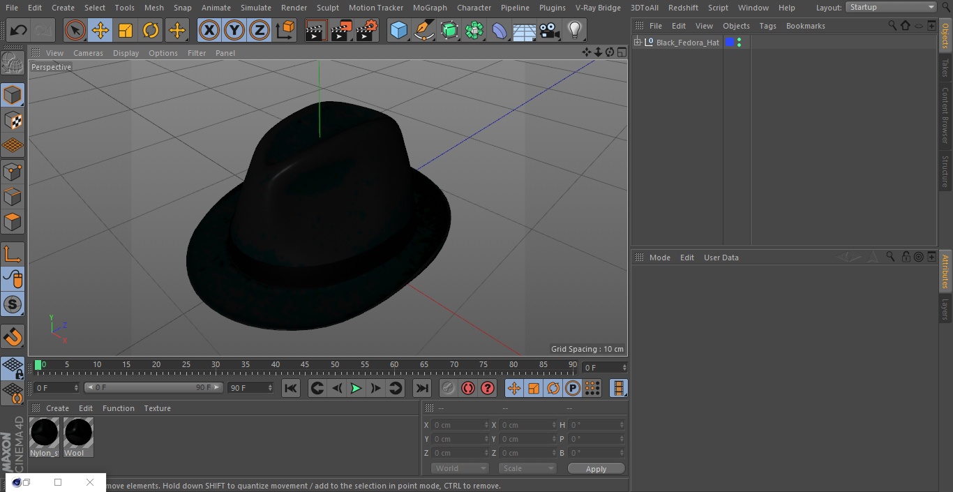 3D Black Fedora Hat