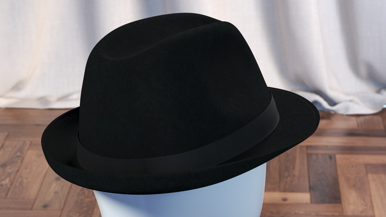 3D Black Fedora Hat