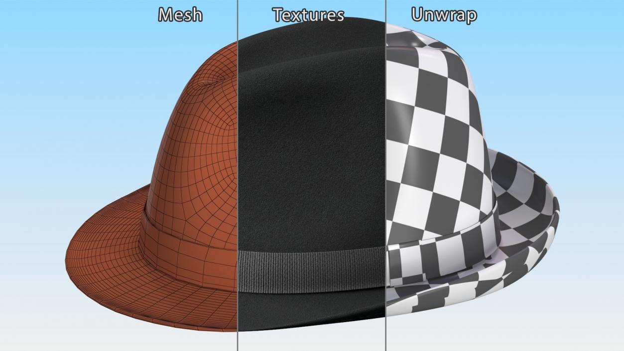 3D Black Fedora Hat