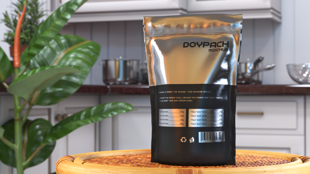 3D Doy Pack With Zipper Mockup Black model