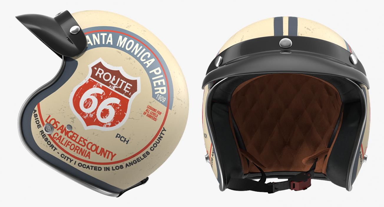 3D Retro Motorcycle Helmet and Goggles Collection