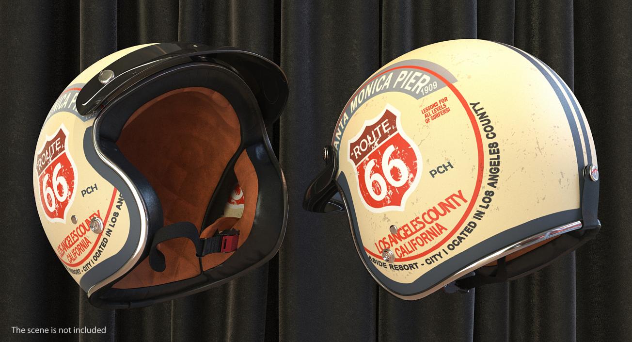 3D Retro Motorcycle Helmet and Goggles Collection