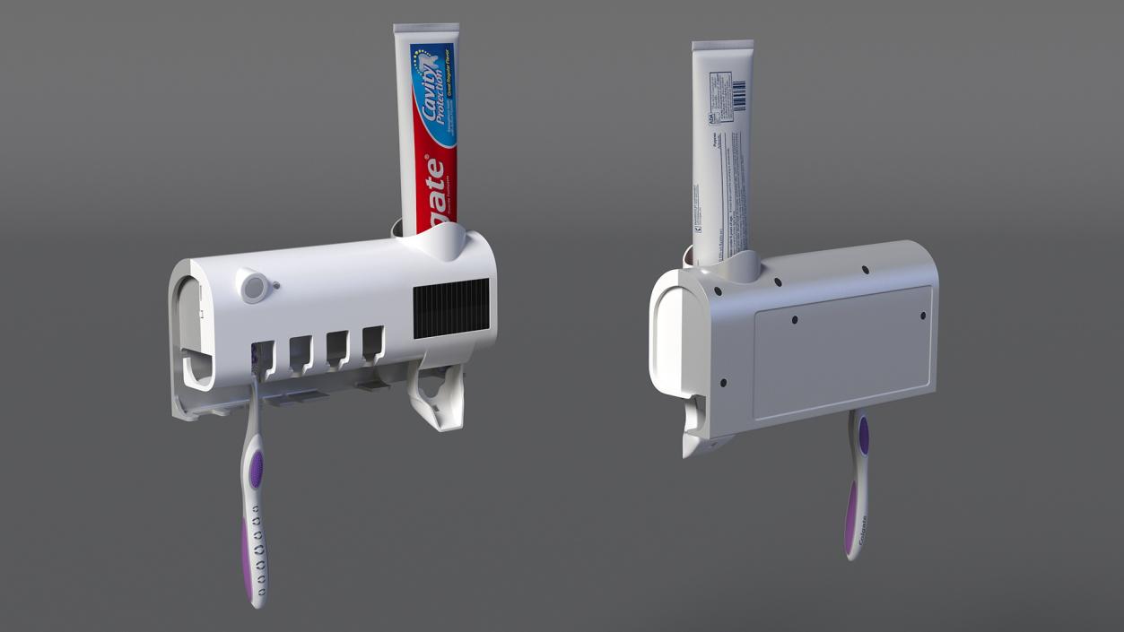 3D UV Toothbrush Sterilizer with Toothpaste Dispenser White