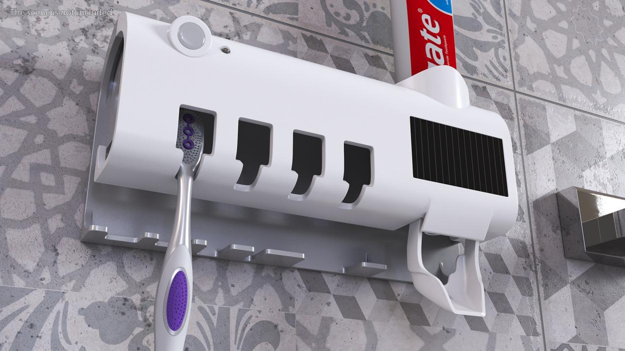 3D UV Toothbrush Sterilizer with Toothpaste Dispenser White