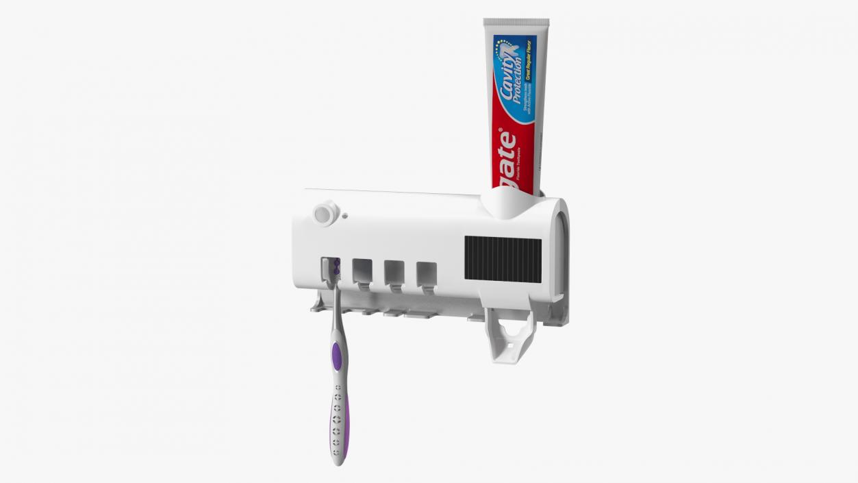 3D UV Toothbrush Sterilizer with Toothpaste Dispenser White