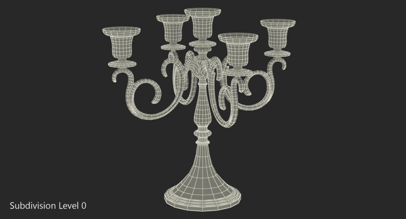 3D model Candlestick 5 Branch Gold