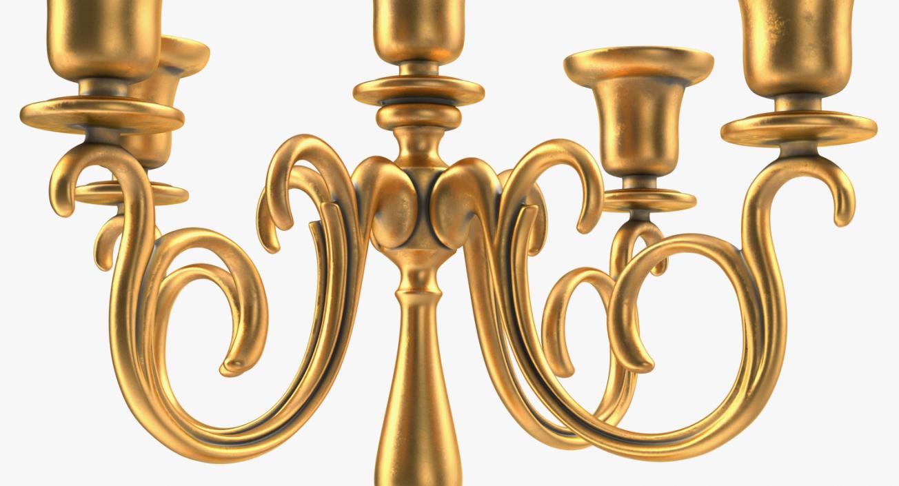 3D model Candlestick 5 Branch Gold