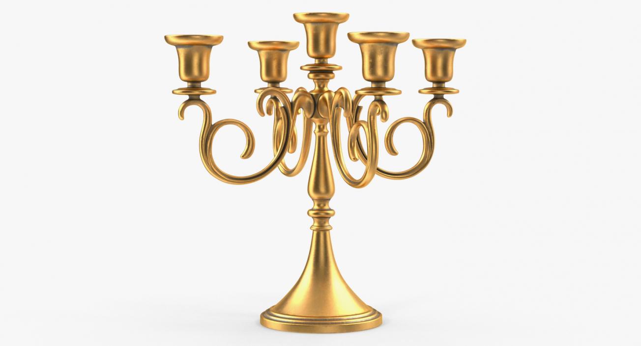 3D model Candlestick 5 Branch Gold