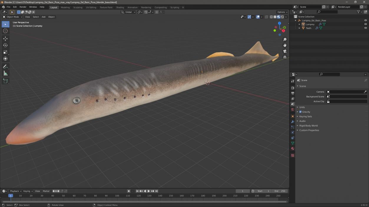 Lamprey Eel Basic Pose 3D