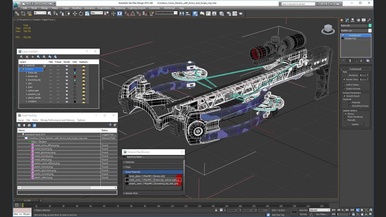 Crossbow Camo Generic with Arrow and Scope 3D