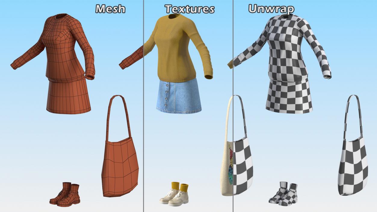 Casual Streetwear Girl Outfit 3D model