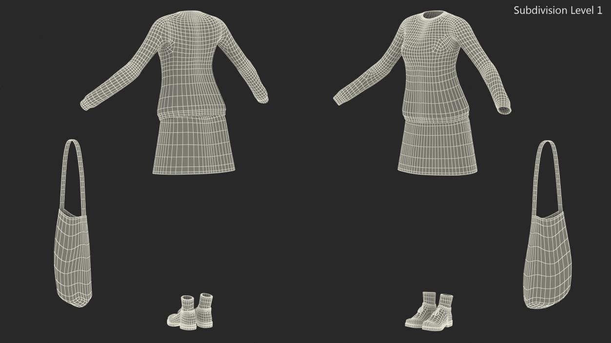 Casual Streetwear Girl Outfit 3D model