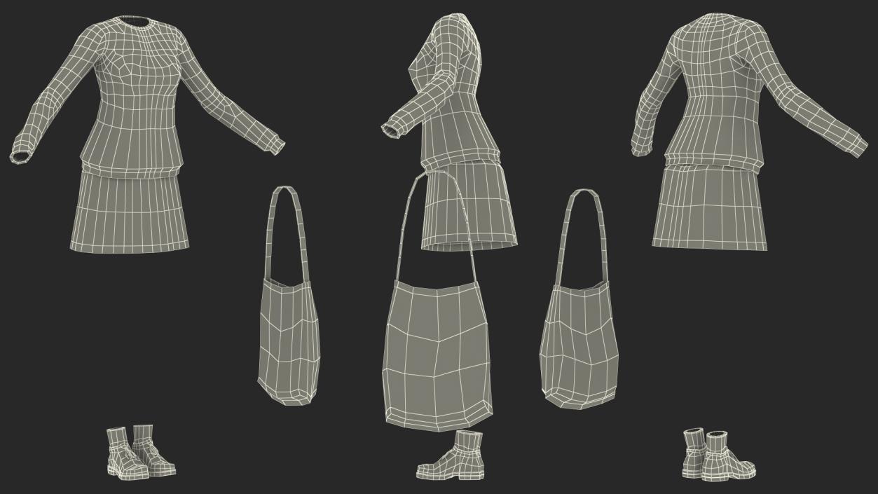 Casual Streetwear Girl Outfit 3D model