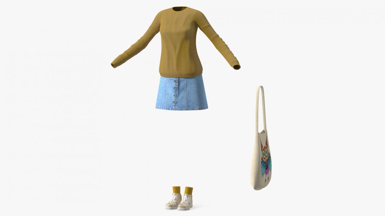 Casual Streetwear Girl Outfit 3D model