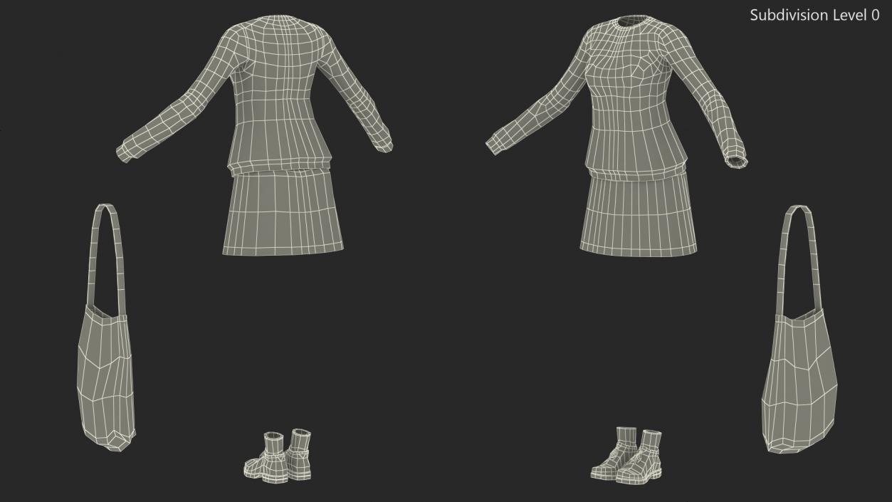 Casual Streetwear Girl Outfit 3D model