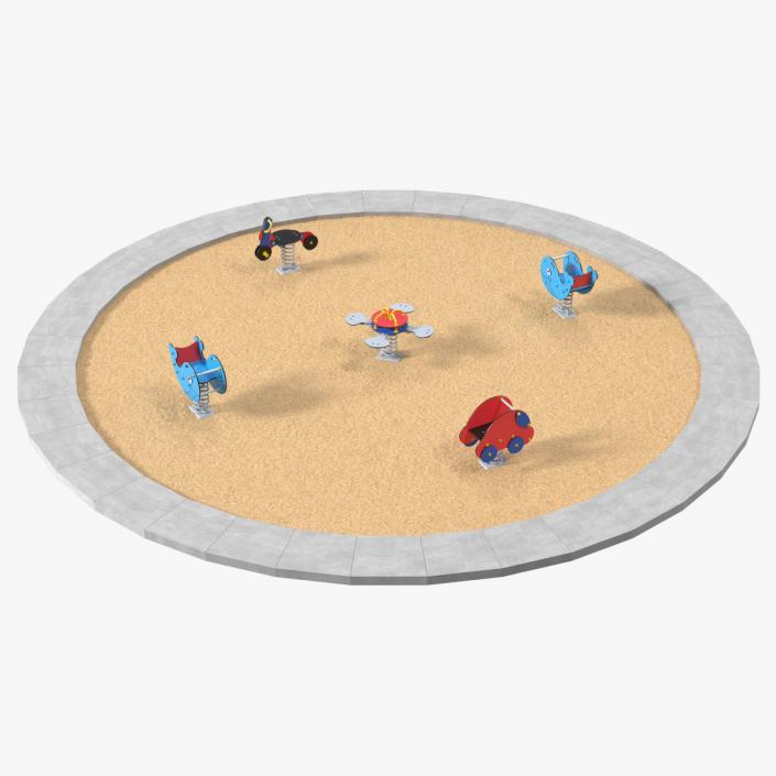 3D Sawdust Child Playground with Spring Swings model