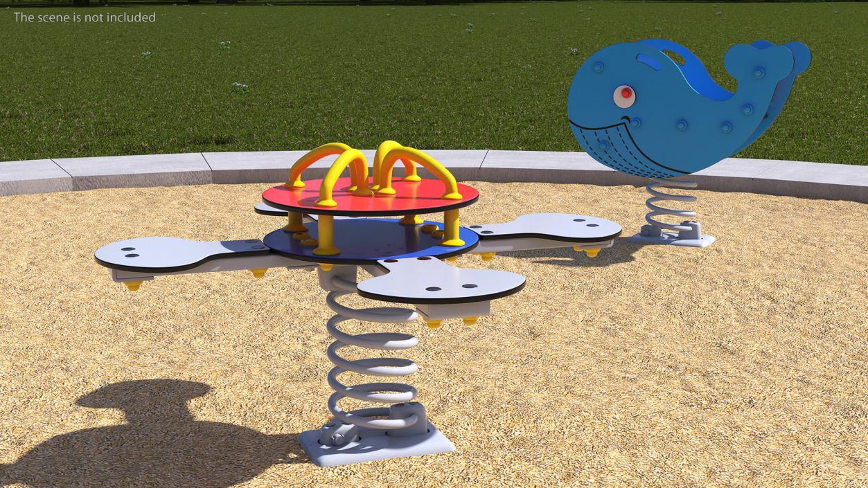 3D Sawdust Child Playground with Spring Swings model