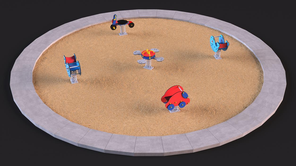 3D Sawdust Child Playground with Spring Swings model