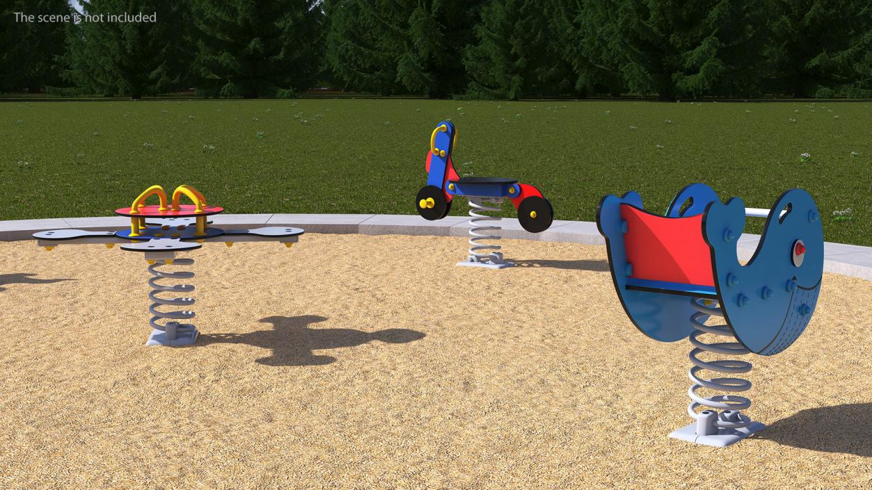 3D Sawdust Child Playground with Spring Swings model