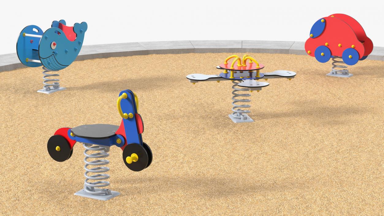 3D Sawdust Child Playground with Spring Swings model