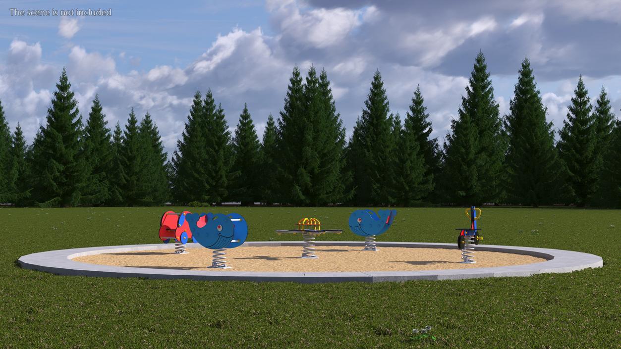 3D Sawdust Child Playground with Spring Swings model